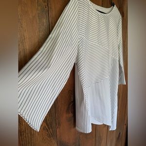 Blue and white striped asymmetrical top